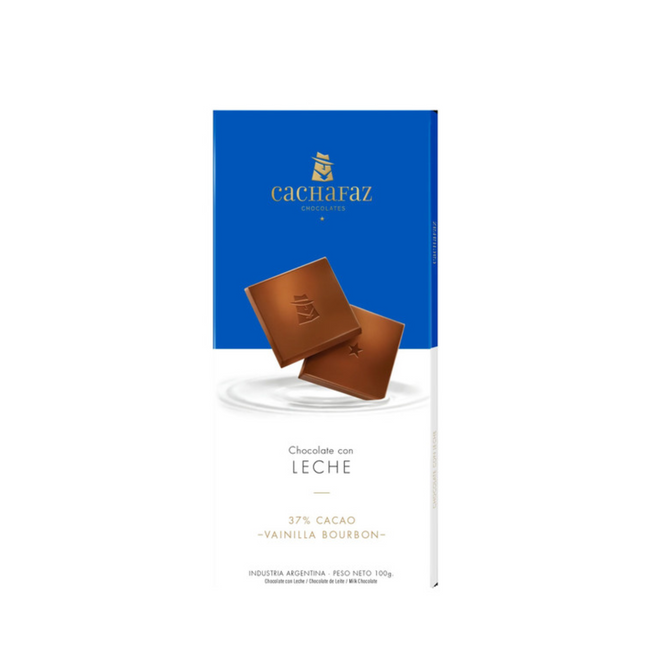 Barra de Chocolate Cachafaz con Leche y Vainilla Bourbon, 100 g / 3.5 oz, chocolate premium argentino
