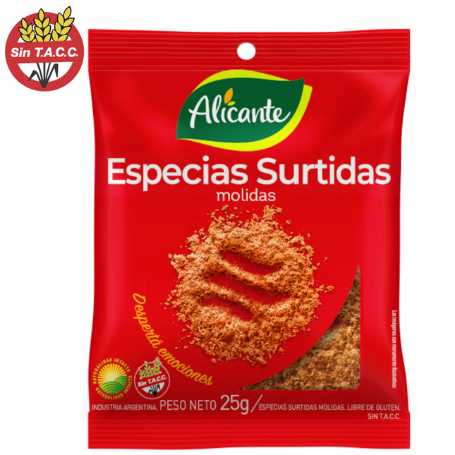 Especias Surtidas Alicante Sin TACC, 25 g / 0,88 oz