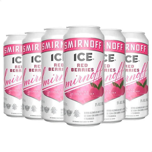 Pack x6 Smirnoff Ice Red Berries 473 ml – Cóctel con vodka y frutos rojos – Envío internacional