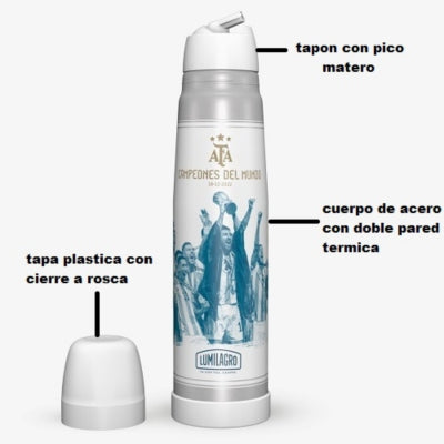 Termo Lumilagro Acero Inoxidable - Seleccion Argentina 1 L