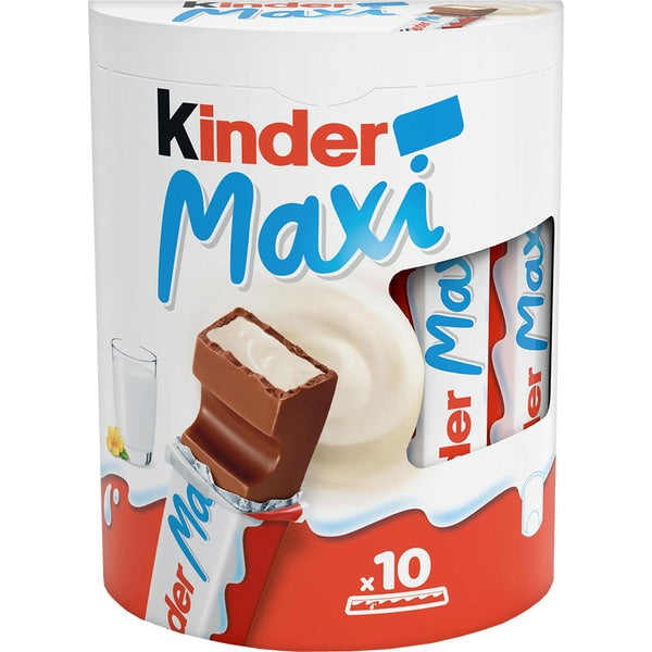 Kinder Maxi chocolate bars, 21 g / 0.74 oz (Box of 10 units)