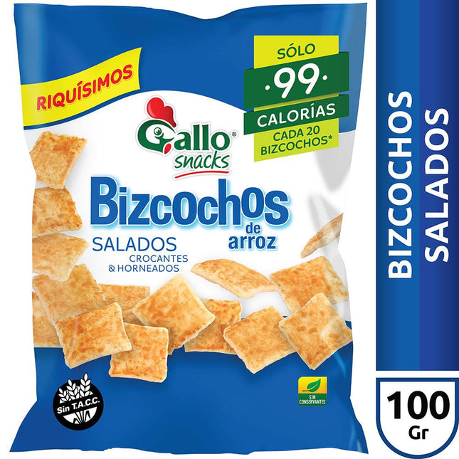 Bizcochos de Arroz Salados Sin TACC Gallo 100 g – Envio internacional