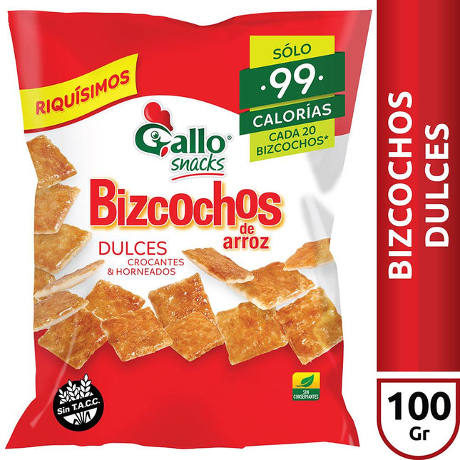 Bizcochos de Arroz Dulces Sin TACC Gallo 100 g – Envio internacional
