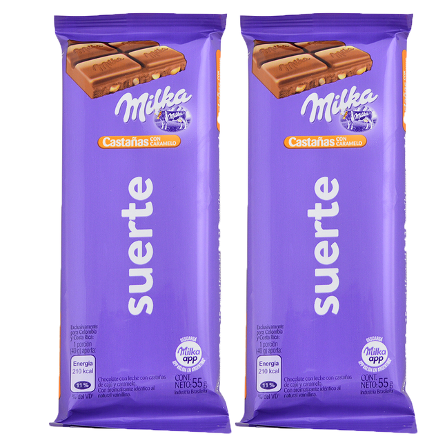Chocolate with Chestnuts with Milka Caramel, 55 g / 1.94 oz (2 units)
