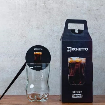 Vaso Fernet Ferchetto Botella Cortada + Posa Vaso + Revolvedor