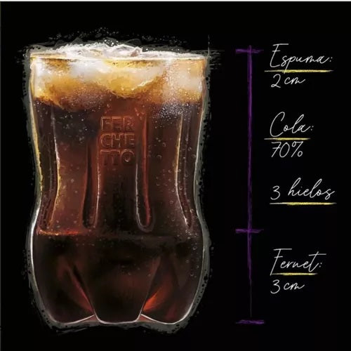 Vaso Fernet Ferchetto Botella Cortada + Posa Vaso + Revolvedor