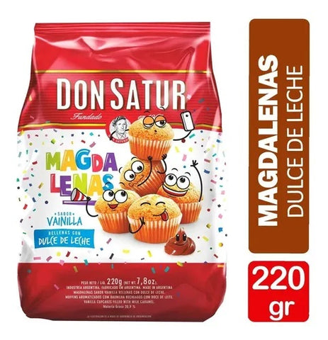 Magdalenas de Vainilla rellenas con dulce de leche Don satur, 220 g / 7,76 oz