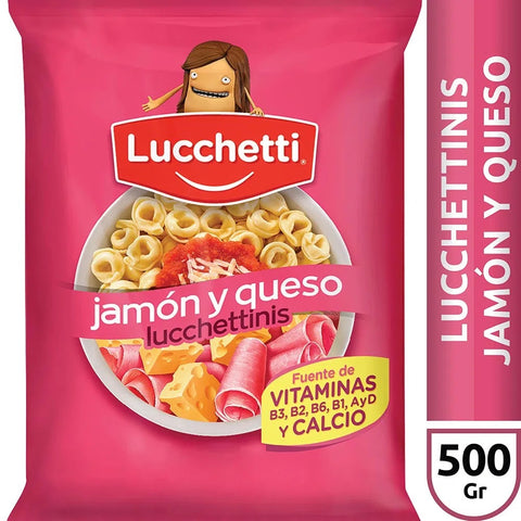 Fideos Capelettini Lucchetti sabor Jamon y Queso, 500 g / 17,63 oz