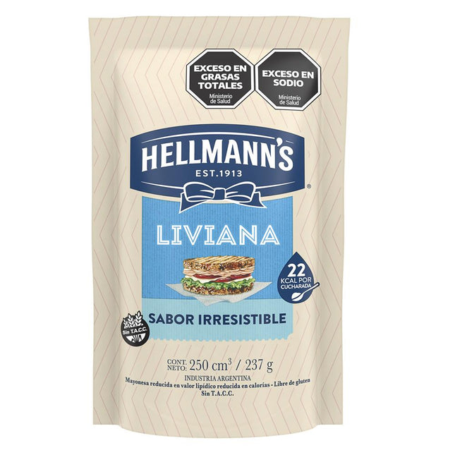 Mayonesa Liviana Sin TACC Hellmanns, 250 g / 8,35 oz