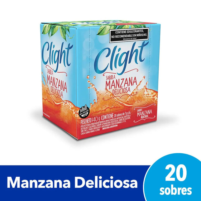 Jugo Clight sabor Manzana Deliciosa SIN TACC, 7 g (Caja de 20 sobres)