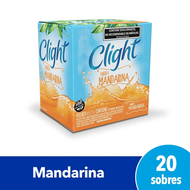 Jugo Clight sabor Mandarina Sin TACC, 8 g / 0,28 oz (Caja de 20 sobres)