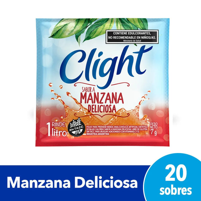 Jugo Clight sabor Manzana Deliciosa SIN TACC, 7 g (Caja de 20 sobres)