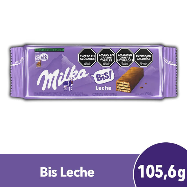 Oblea BIS bañada con chocolate Milka, 105,6 g / 3,72 oz (Contiene 16 unidades)