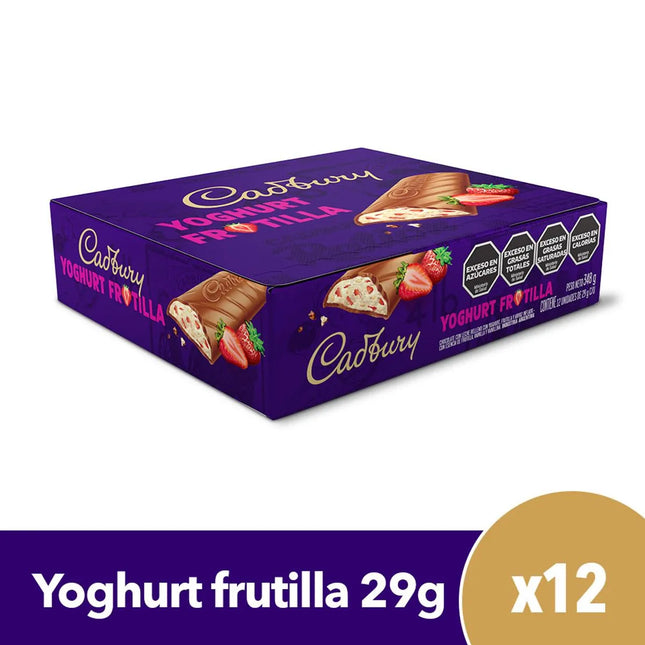 Chocolate Cadbury Frutilla Relleno Yoghurt 29g, 29 g / 1,02 oz (Caja 12 unidades)