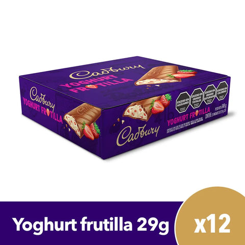 Chocolate Cadbury Frutilla Relleno Yoghurt 29g, 29 g / 1,02 oz (Caja 12 unidades)