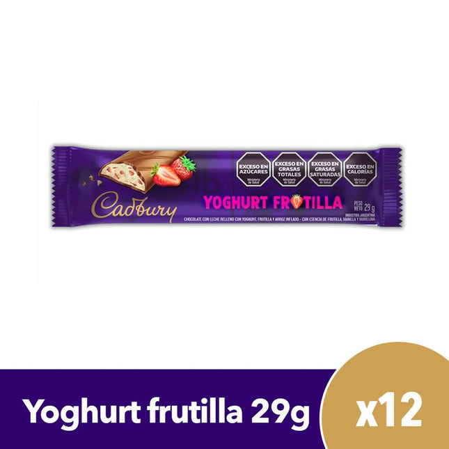 Chocolate Cadbury Frutilla Relleno Yoghurt 29g, 29 g / 1,02 oz (Caja 12 unidades)