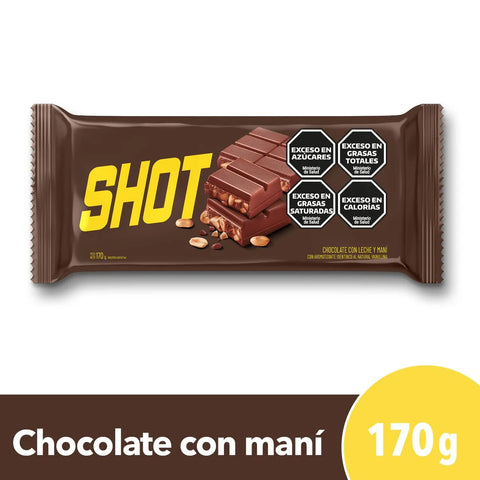 Chocolate Shot con Leche y Mani, 170 g / 6 oz (Pack 3 unidades)
