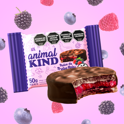 Alfajor Vegano Frutos Rojos – Bañado en chocolate x18 unidades 50g