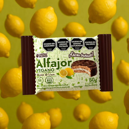 Alfajor Vegano Mousse de Limón – Bañado en chocolate x18 unidades 50g