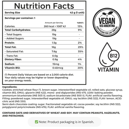 Alfajor Vegano Mousse de Limón – Bañado en chocolate x18 unidades 50g
