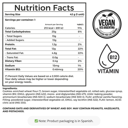 Alfajor Vegano Mousse de Limón – Tipo galletita x18 unidades 45g