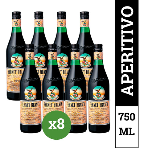 Combo de 8 Fernet Argentino Branca, 750 mL