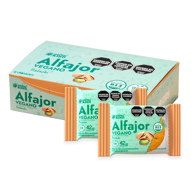 Alfajor Vegano de Pistacho sin baño de chocolate – Pack x18 unidades de 45 g | Click & Foods
