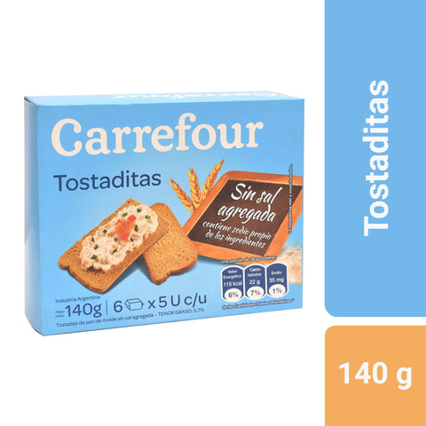 Carrefour Fine Unsalted Toasts, 140 g / 4.93 oz