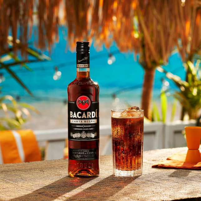 Bacardi Ron Carta Negra 1000 ml / 25.3 oz – Oscuro Intenso para Cócteles