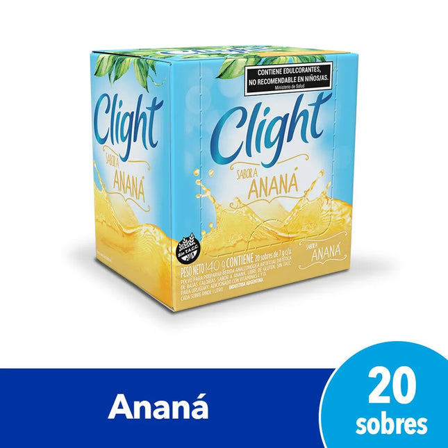 Jugo Clight sabor Ananá Sin TACC, 7 g / 0,24 oz (Caja de 20 sobres)