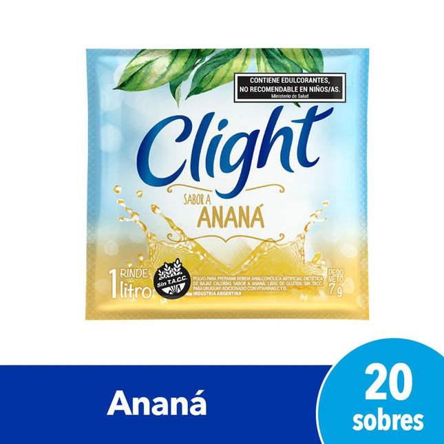 Jugo Clight sabor Ananá Sin TACC, 7 g / 0,24 oz (Caja de 20 sobres)