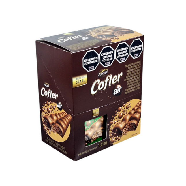 Caja de 12 barras Arcor Cofler Air Almendras, chocolate con leche aireado con almendras, 100 g / 3.52 oz cada una