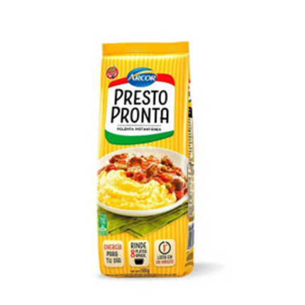 Arcor Presto Pronta harina de maíz clásica, polenta instantánea lista en 1 minuto, 500 g / 1.1 lb