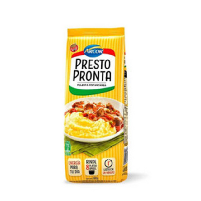 Arcor Presto Pronta harina de maíz clásica, polenta instantánea lista en 1 minuto, 500 g / 1.1 lb