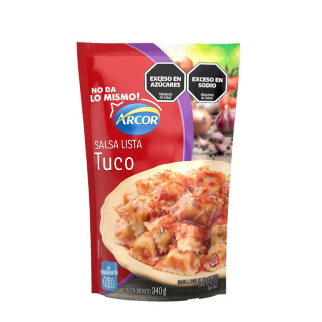 Bolsa de Salsa de Tomate Arcor Clásica Tuco lista para usar, sin conservantes añadidos, 340 g / 11.99 oz