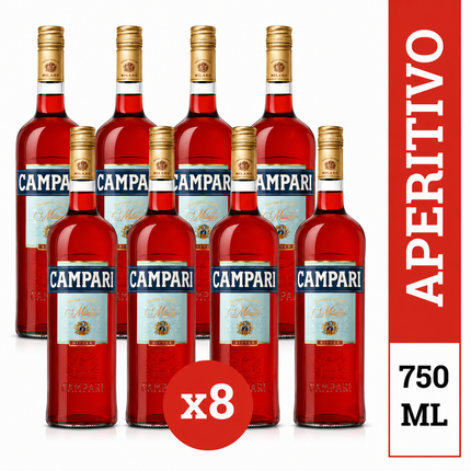 Combo de 8 Campari Aperitivo 750 ml / 25.36 oz– Clásico Italiano Original