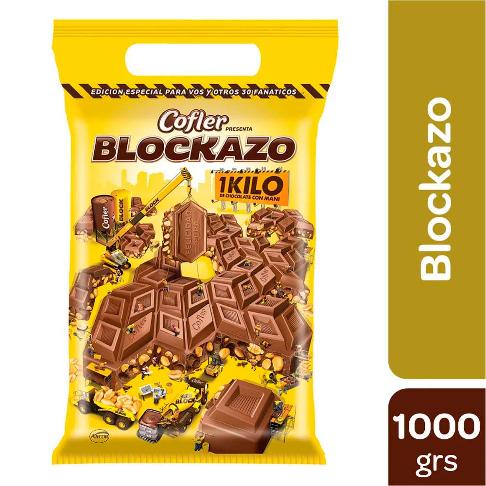 Cofler Block Milk Chocolate Bar with Peanuts Chocolate & Maní, 38