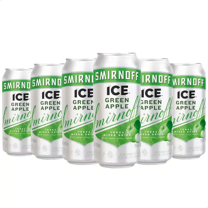 Pack x6 Smirnoff Ice Green Apple 473 ml – Cóctel con alcohol sabor manzana – Envío internacional