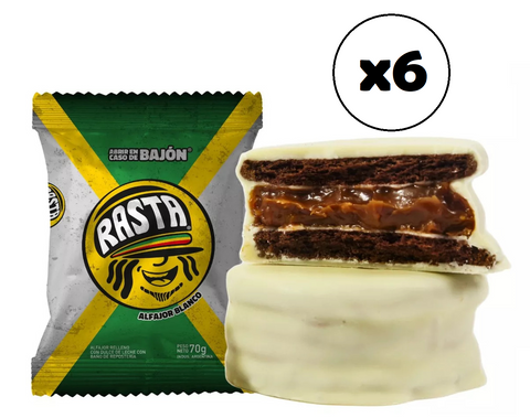 Alfajores de Chocolate Blanco Rasta 70 g (Pack de 6)