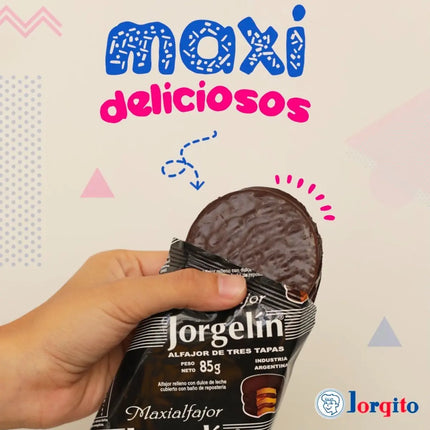 Alfajor Jorgelin Triple Negro con Dulce de Leche, 85 g / 2.99 oz (pack of 6)