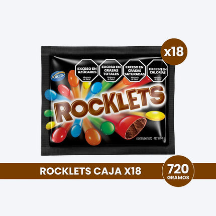 Confites Rocklets de Chocolate Arcor, 40 g / 1.41 oz (Box of 18)