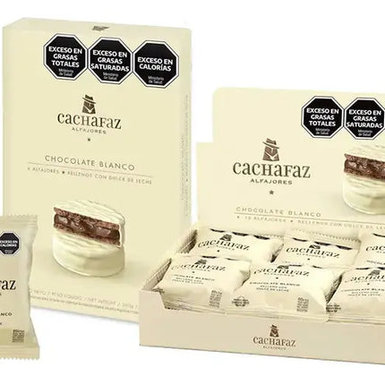 Alfajor Cachafaz de Chocolate Blanco con Dulce de Leche, 60 g / 2.11 oz (Pack of 12)