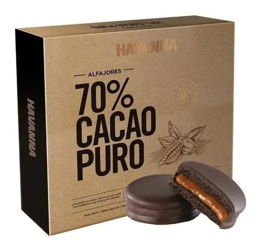 Alfajor Havanna de Chocolate 70 % Cacao Puro 585 g / 20.6 oz (Caja 9 Unidades)