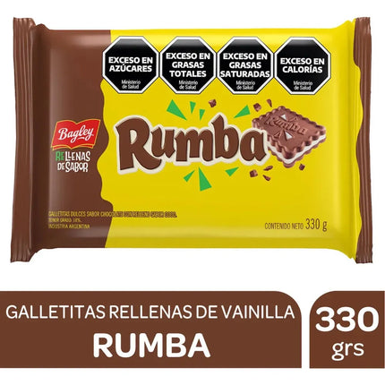 Galletitas Rumba de Chocolate Relleno de Vainilla, 330g/ 11.64oz  pack 3 unidades