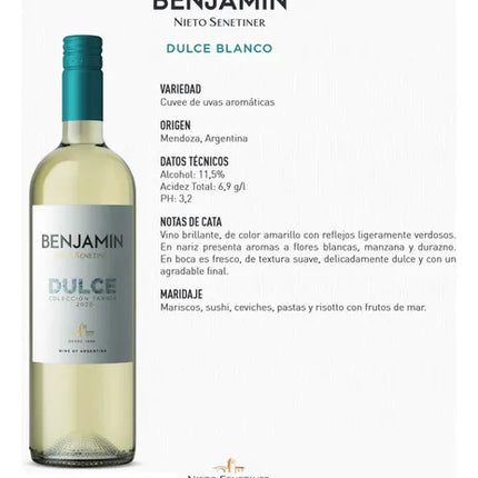 Vino Blanco Benjamin Nieto Senetiner Dulce Coleccion Tardia, 750 ml