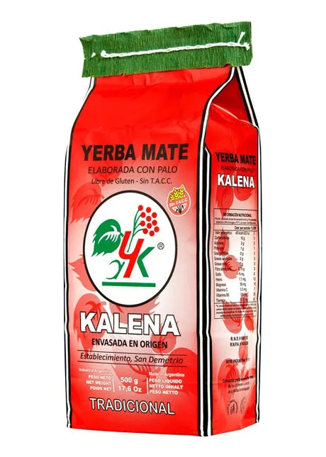 Organic Yerba Mate with Stick Without TACC Kalena, 500 g / 17.63 oz (Red Pack)