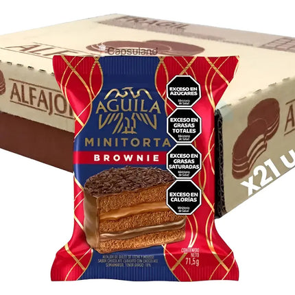 Alfajor Aguila Triple Minitorta Brownie, 71.5 g / 2.52 oz (Original box of 21)