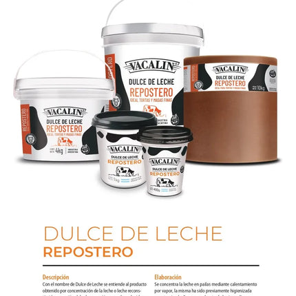 Vacalín Dulce de Leche Repostero Ideal for pastry, 40 Kg / 88 lb (40 plastic pots of 1 kg each)