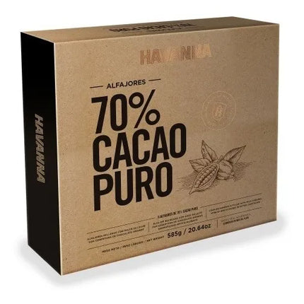 Alfajor Havanna de Chocolate 70 % Cacao Puro 585 g / 20.6 oz (Caja 9 Unidades)