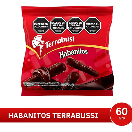 Mini Habanitos Terrabusi rellenos recubiertos de chocolate, 60 g / 2,1 oz  (Pack 6 unidades)